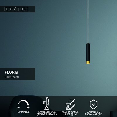 Lucide FLORIS - Suspension - Ø 5,9 cm - 1xGU10 - Noir